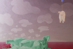 Aarde ontmoet Mars, 90 x 100, olieverf op mdf.