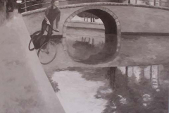 Bas Jan Ader, 90 x 100 cm, olieverf op mdf.   Verkocht.